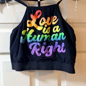 Black Pride Crop Top with Rainbow Text
